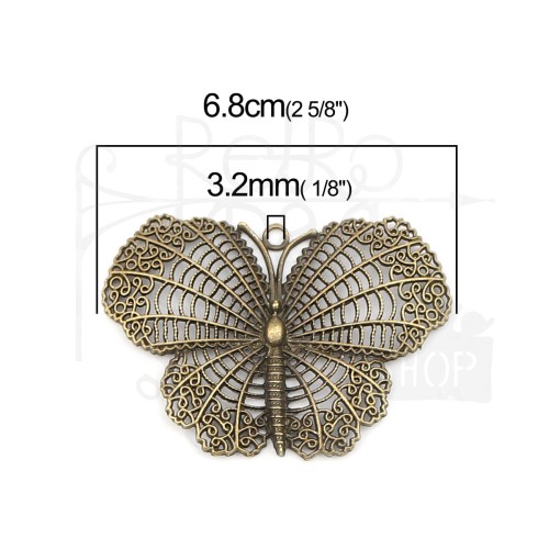 Ozdoba metalowa - motyl duży - antyczny brąz
