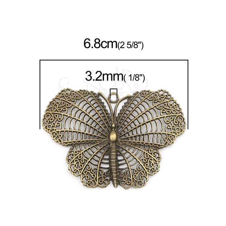 Ozdoba metalowa - motyl duży - antyczny brąz