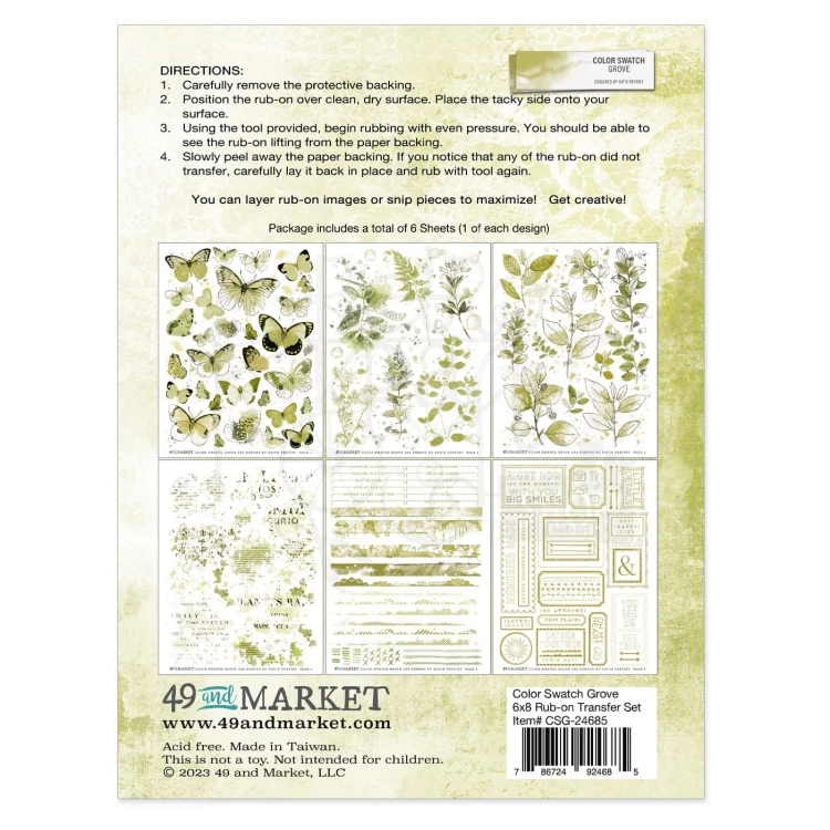 Rub-on transfer 15x20cm Color Swatch Grove 6 arkuszy CSG24685 49 and Market