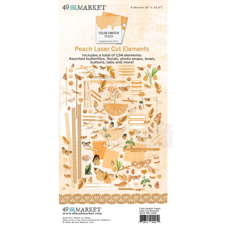 Ozdoby papierowe die-cuts Color Swatch Peach Elements 134szt CSP24951 49 and Market