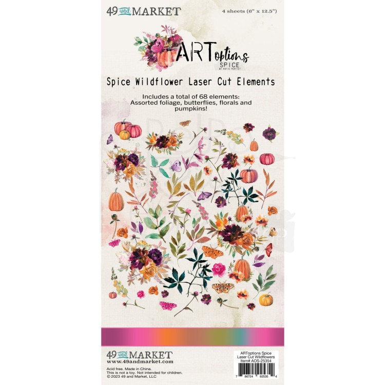 Ozdoby papierowe die-cuts ARToptions Spice Wildflowers 68szt AOS25354 49 and Market