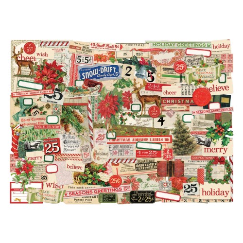 Ozdoby papierowe Idea-Ology Ephemera Pack Christmas 129szt TH94347 Tim Holtz