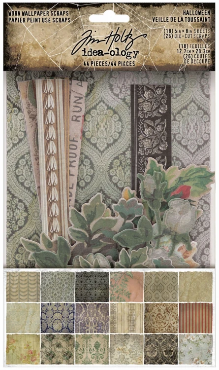 Ozdoby papierowe Worn Wallpaper Scraps Halloween 44 elementy TH94147 Tim Holtz