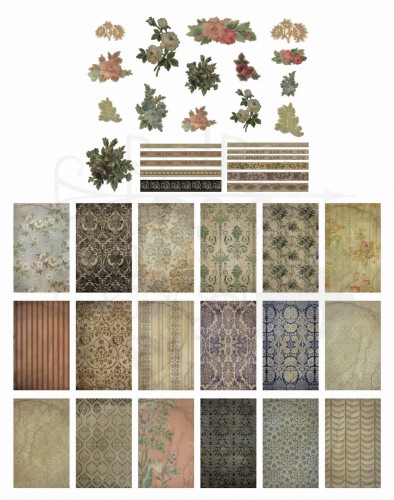 Ozdoby papierowe Worn Wallpaper Scraps Halloween 44 elementy TH94147 Tim Holtz