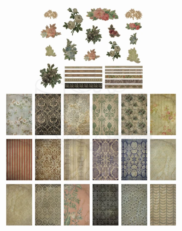 Ozdoby papierowe Worn Wallpaper Scraps Halloween 44 elementy TH94147 Tim Holtz