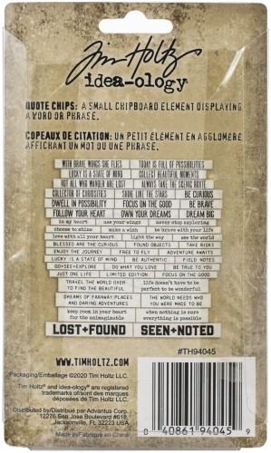 Ozdoby tekturowe napisy Idea-Ology Chipboard Quote Chips Theories 47szt TH94045 Tim Holtz