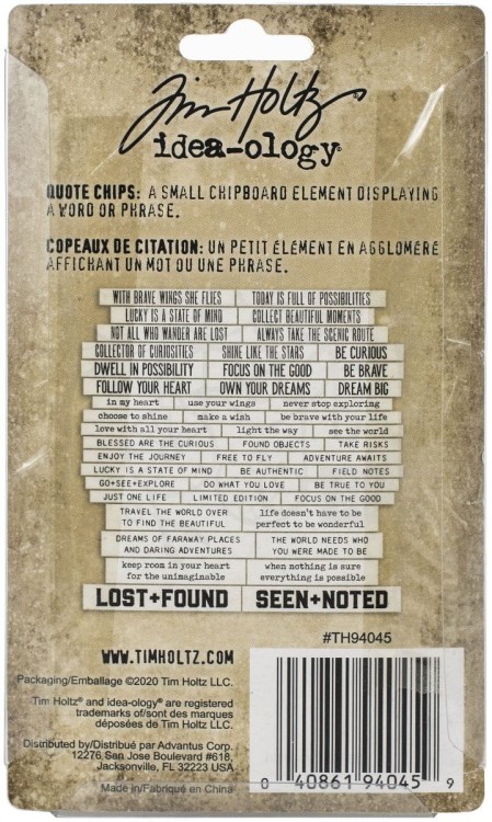 Ozdoby tekturowe napisy Idea-Ology Chipboard Quote Chips Theories 47szt TH94045 Tim Holtz