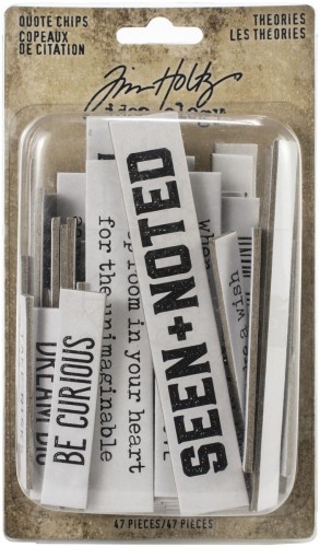 Ozdoby tekturowe napisy Idea-Ology Chipboard Quote Chips Theories 47szt TH94045 Tim Holtz