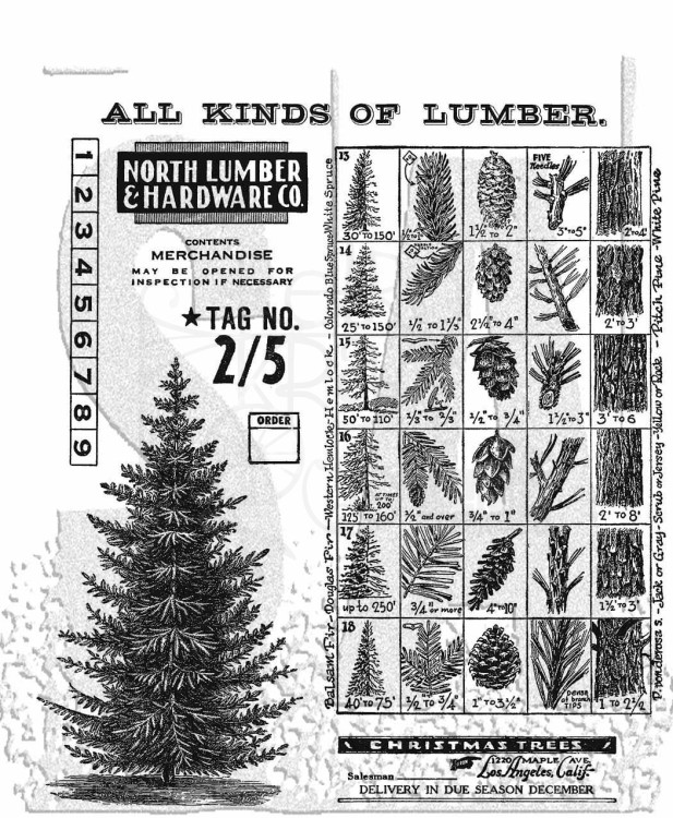 Stempel gumowy kauczukowy Winter Woodlands choinka CMS-LG476 Tim Holtz Stampers Anonymous