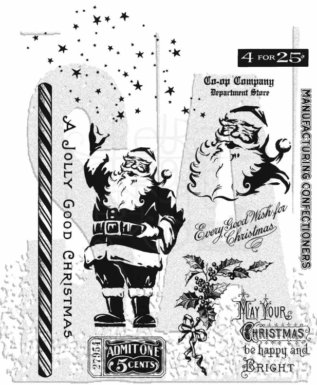 Stempel gumowy kauczukowy Jolly Holiday Święty Mikołaj CMS-LG474 Tim Holtz Stampers Anonymous