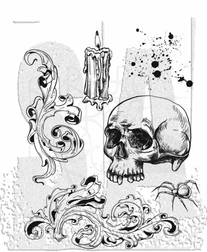 Stempel gumowy kauczukowy Foreboding czaszka CMS470 Tim Holtz Stampers Anonymous