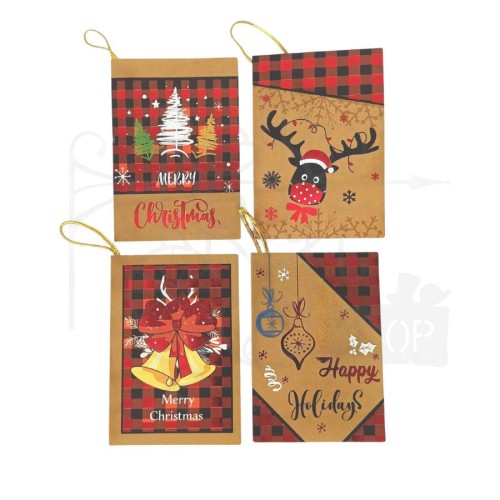 Bilecik do prezentu 6.5x9.5cm - Boże Narodzenie 04 - zestaw 4 sztuki