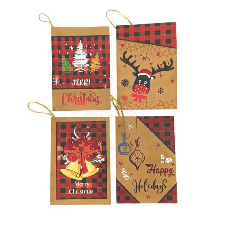 Bilecik do prezentu 6.5x9.5cm - Boże Narodzenie 04 - zestaw 4 sztuki