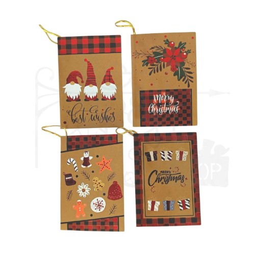 Bilecik do prezentu 6.5x9.5cm - Boże Narodzenie 02 - zestaw 4 sztuki