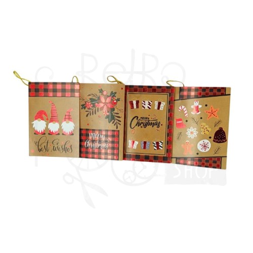 Bilecik do prezentu 6.5x9.5cm - Boże Narodzenie 02 - zestaw 4 sztuki