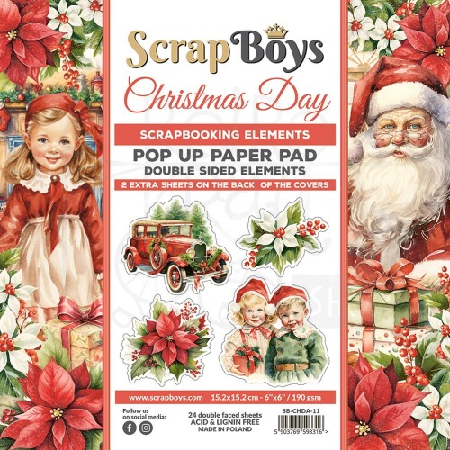 Zestaw papierów 15x15 z elementami do wycięcia Pop-up Christmas Day SB-CHDA-11 ScrapBoys