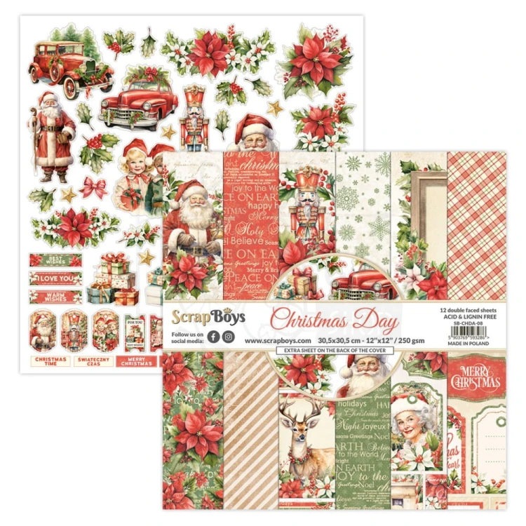 Zestaw papierów 30x30 Christmas Day SB-CHDA-08 ScrapBoys