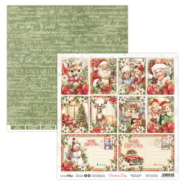 Zestaw papierów 30x30 Christmas Day SB-CHDA-08 ScrapBoys