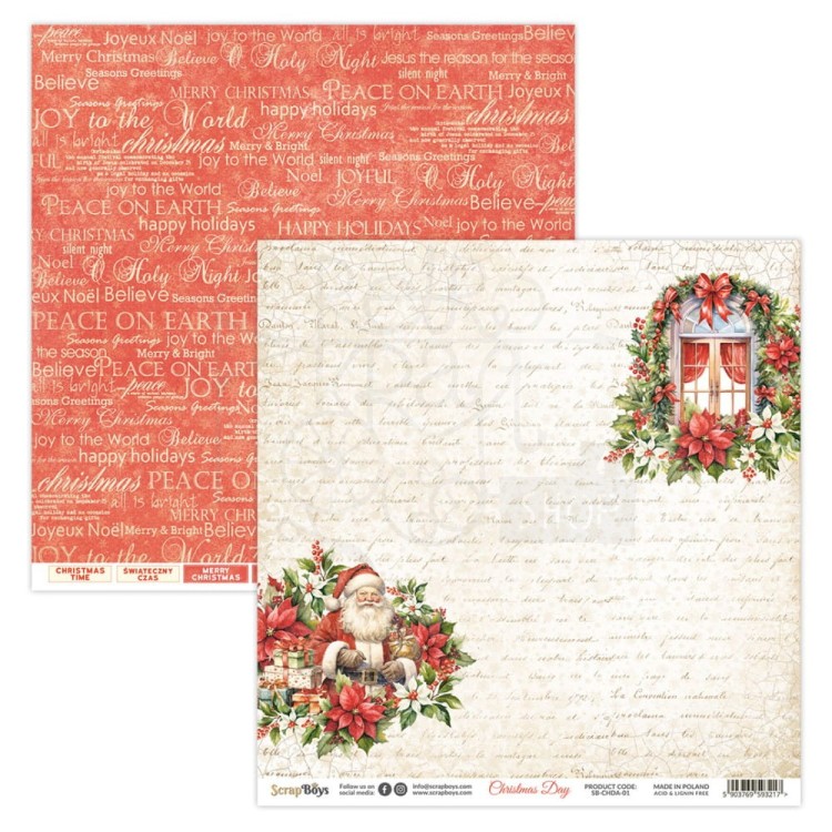 Papier 30x30 Christmas Day 01 SB-CHDA-01 ScrapBoys
