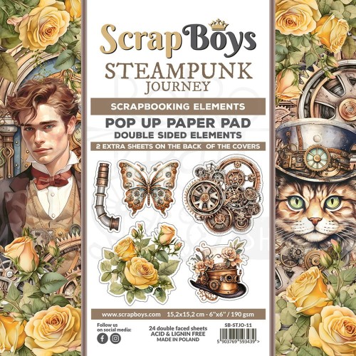 Zestaw papierów 15x15 z elementami do wycięcia Steampunk Journey SB-STJO-11 ScrapBoys