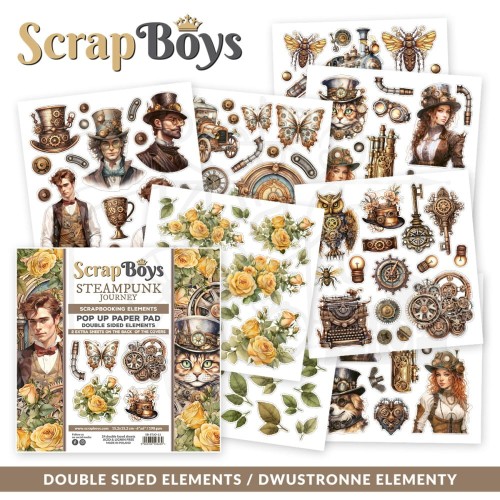 Zestaw papierów 15x15 z elementami do wycięcia Steampunk Journey SB-STJO-11 ScrapBoys