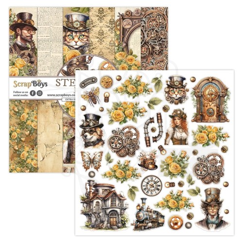Zestaw papierów 30x30 Steampunk Journey SB-STJO-08 ScrapBoys