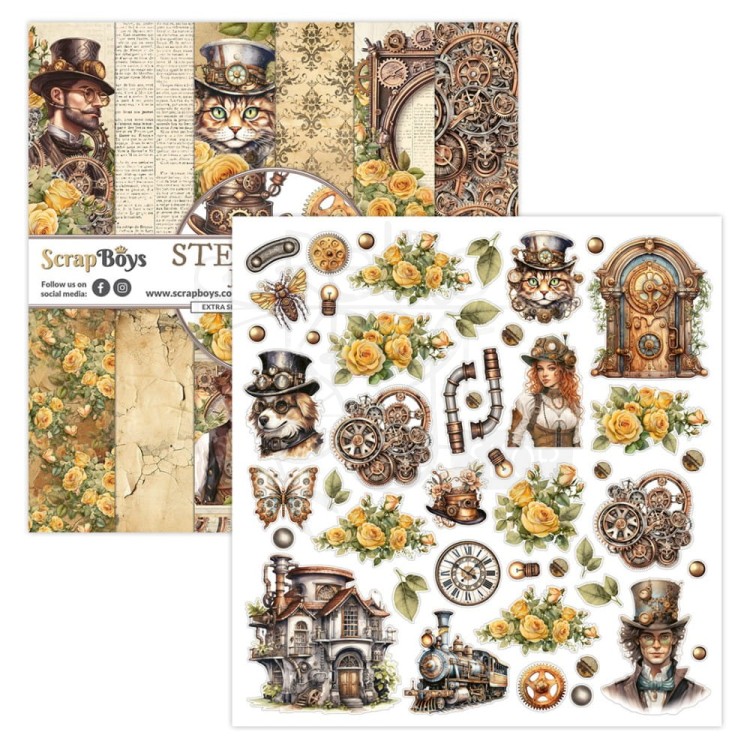 Zestaw papierów 30x30 Steampunk Journey SB-STJO-08 ScrapBoys