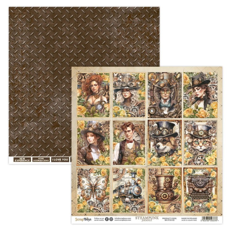 Zestaw papierów 30x30 Steampunk Journey SB-STJO-08 ScrapBoys