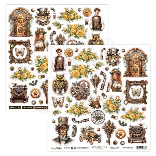 Papier 30x30 elementy do wycięcia Steampunk Journey SB-STJO-07 ScrapBoys