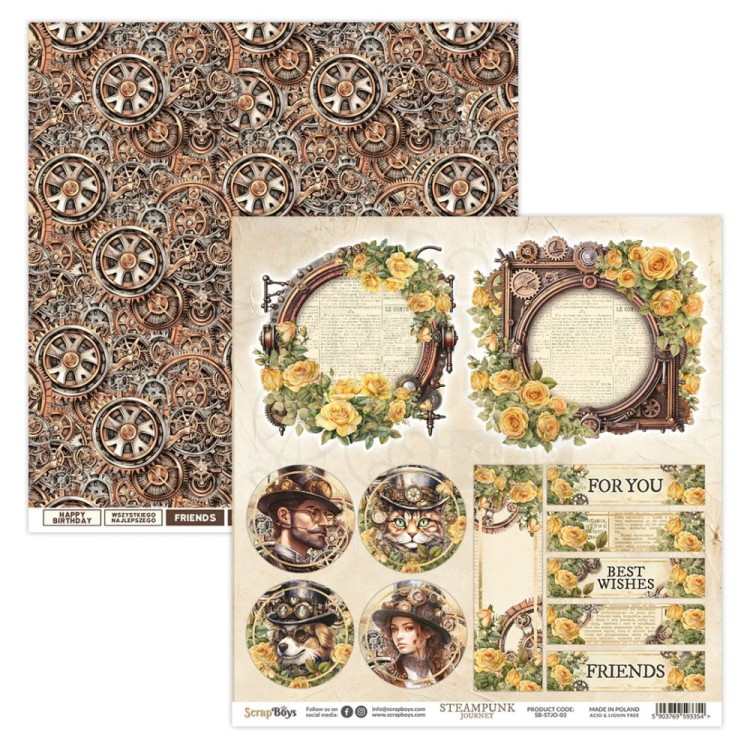 Papier 30x30 Steampunk Journey 03 SB-STJO-03 ScrapBoys