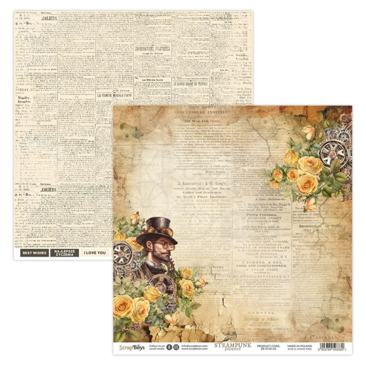 Papier 30x30 Steampunk Journey 01 SB-STJO-01 ScrapBoys