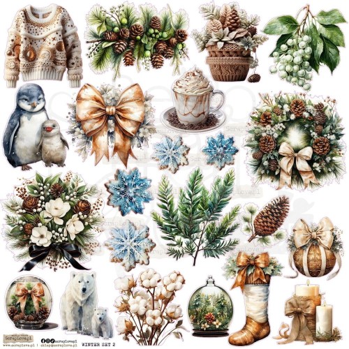 Naklejki do scrapbookingu i art journalingu Winter Set 2 ScrapLove