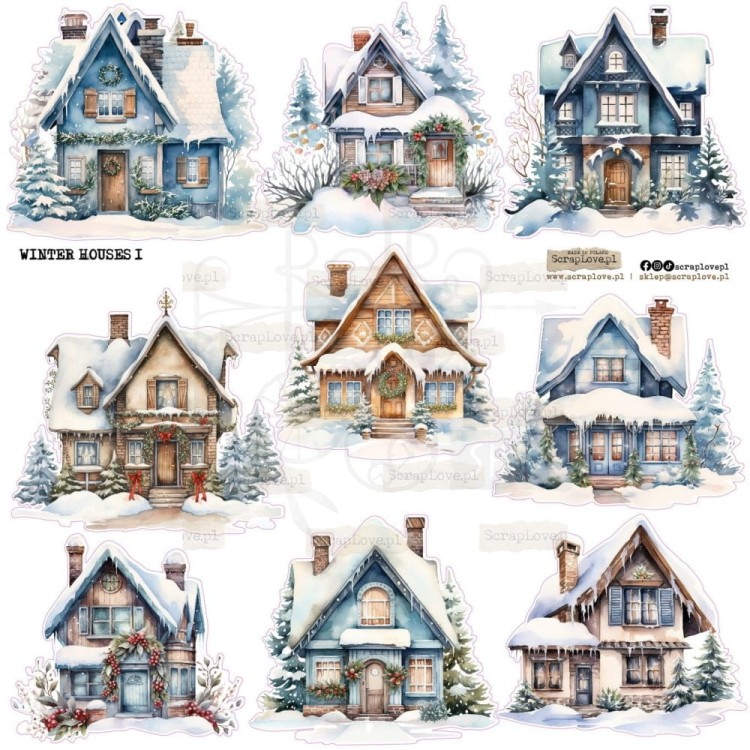 Naklejki do scrapbookingu i art journalingu Winter Houses 1 ScrapLove
