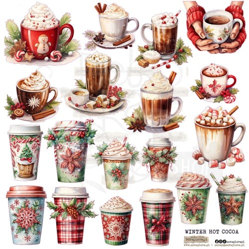 Naklejki do scrapbookingu i art journalingu Winter Hot Cocoa ScrapLove