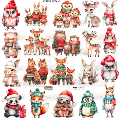 Naklejki do scrapbookingu i art journalingu Winter Animals ScrapLove
