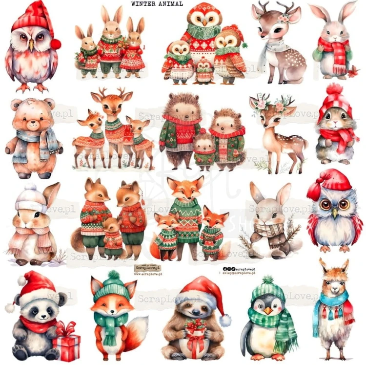 Naklejki do scrapbookingu i art journalingu Winter Animals ScrapLove