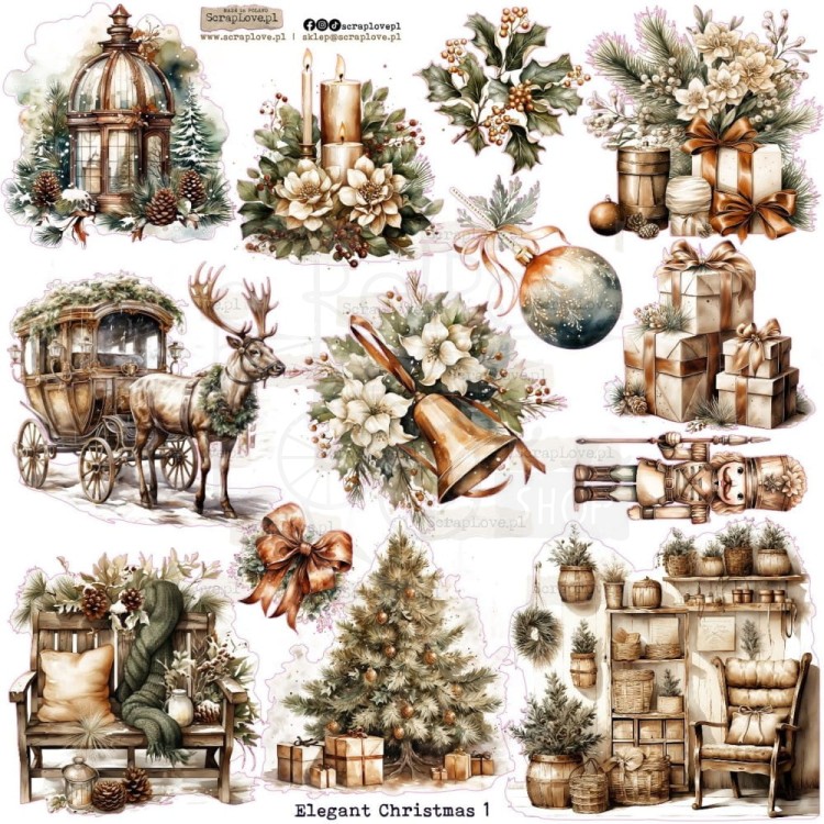 Naklejki do scrapbookingu i art journalingu Elegant Christmas ScrapLove