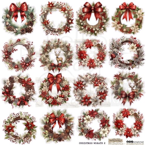 Naklejki do scrapbookingu i art journalingu Christmas Wreath 2 ScrapLove