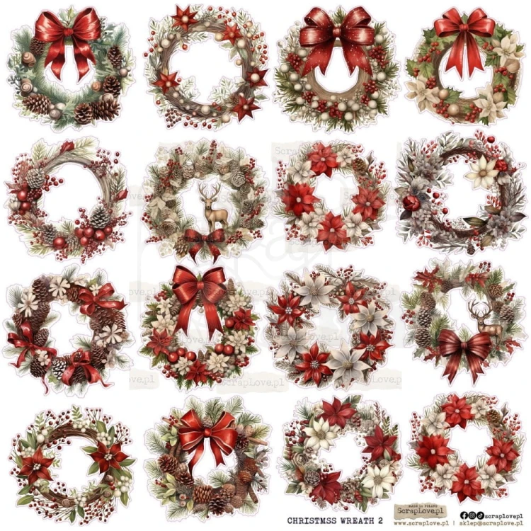 Naklejki do scrapbookingu i art journalingu Christmas Wreath 2 ScrapLove