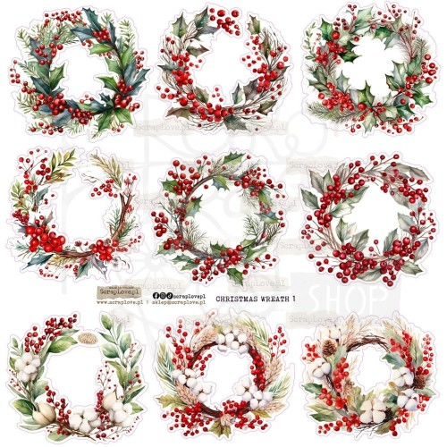 Naklejki do scrapbookingu i art journalingu Christmas Wreath 1 ScrapLove