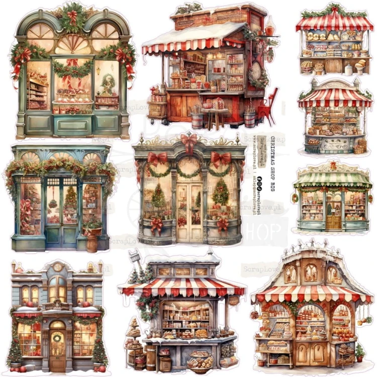 Naklejki do scrapbookingu i art journalingu Christmas Shop Big ScrapLove