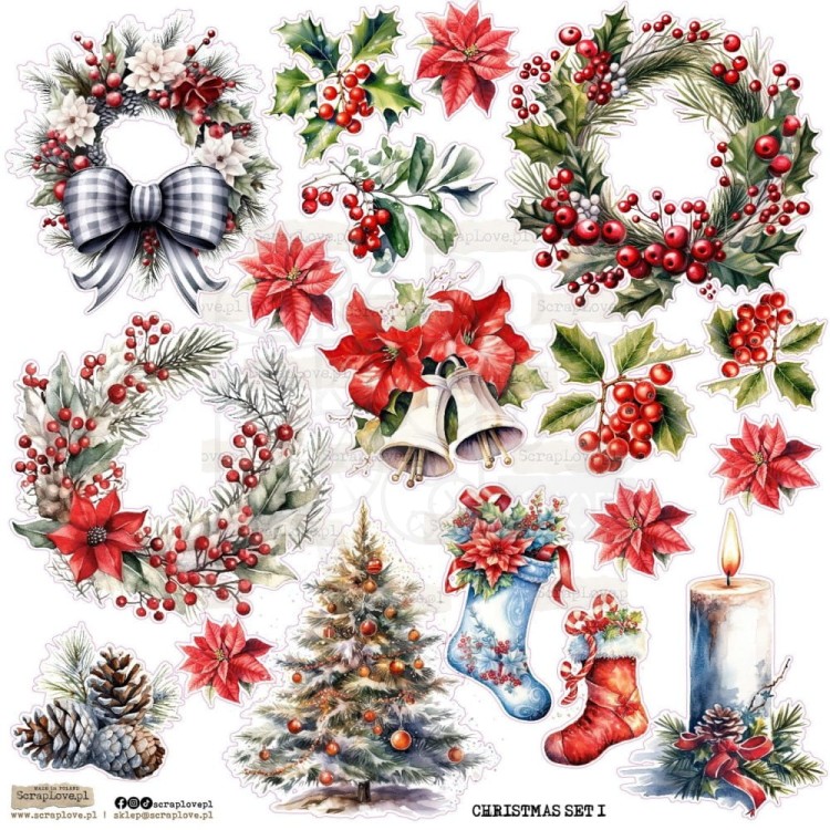Naklejki do scrapbookingu i art journalingu Christmas Set 1 ScrapLove