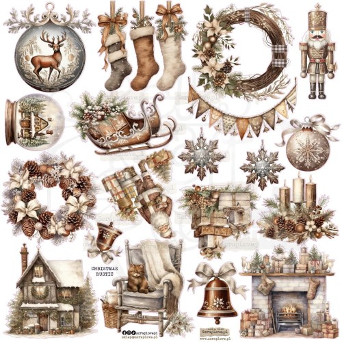 Naklejki do scrapbookingu i art journalingu Christmas Rustic ScrapLove