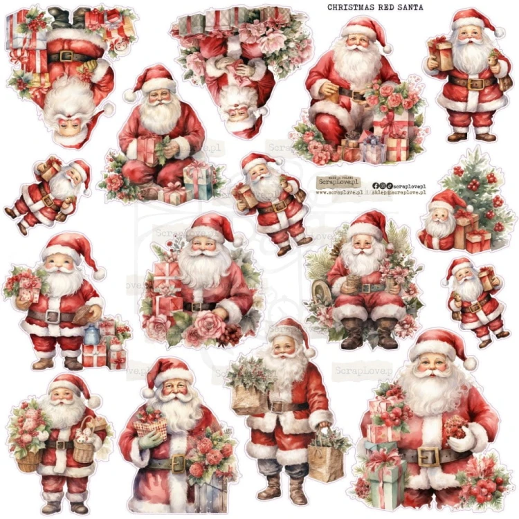 Naklejki do scrapbookingu i art journalingu Christmas Red Santa ScrapLove