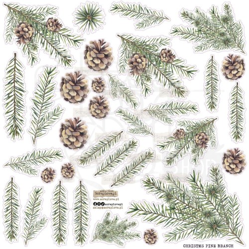 Naklejki do scrapbookingu i art journalingu Christmas Pine Branch ScrapLove