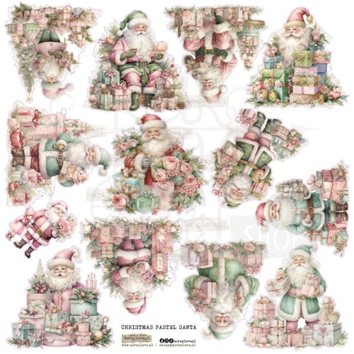 Naklejki do scrapbookingu i art journalingu Christmas Pastel Santa ScrapLove