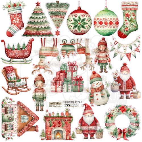 Naklejki do scrapbookingu i art journalingu Christmas Love 1 ScrapLove