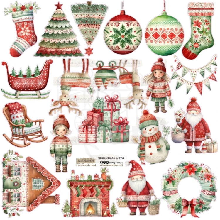 Naklejki do scrapbookingu i art journalingu Christmas Love 1 ScrapLove