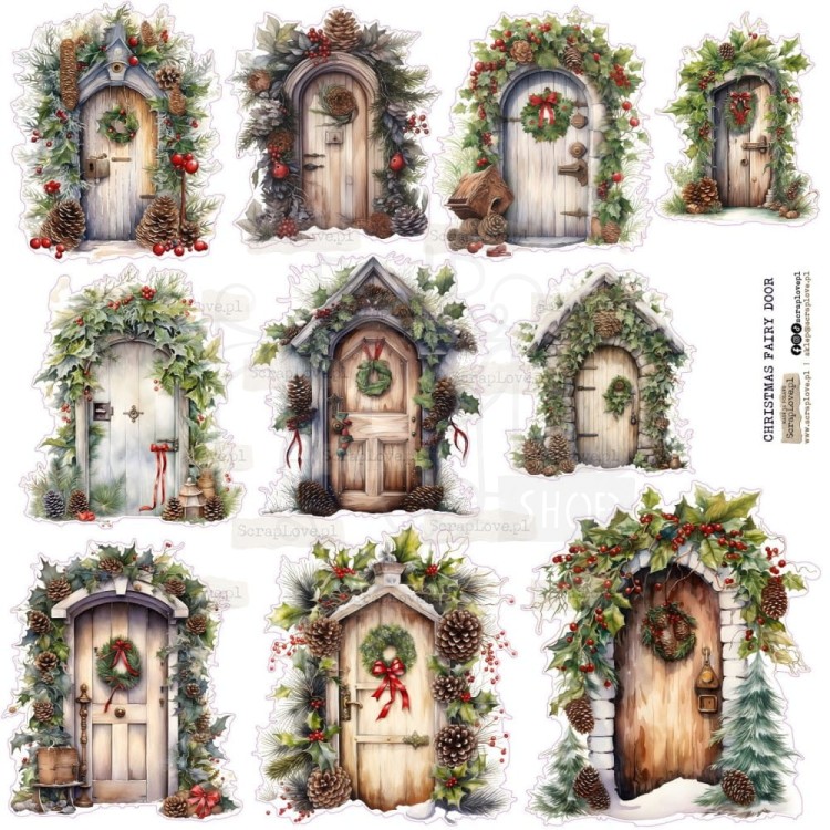 Naklejki do scrapbookingu i art journalingu Christmas Fairy Door 1 ScrapLove