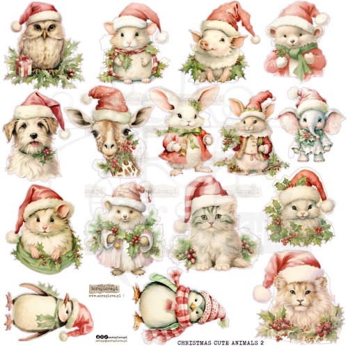 Naklejki do scrapbookingu i art journalingu Christmas Cute Animals 2 ScrapLove